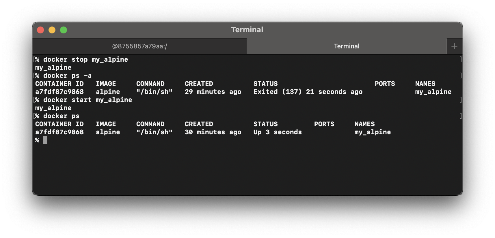 How to stop and start a docker container | Code2care