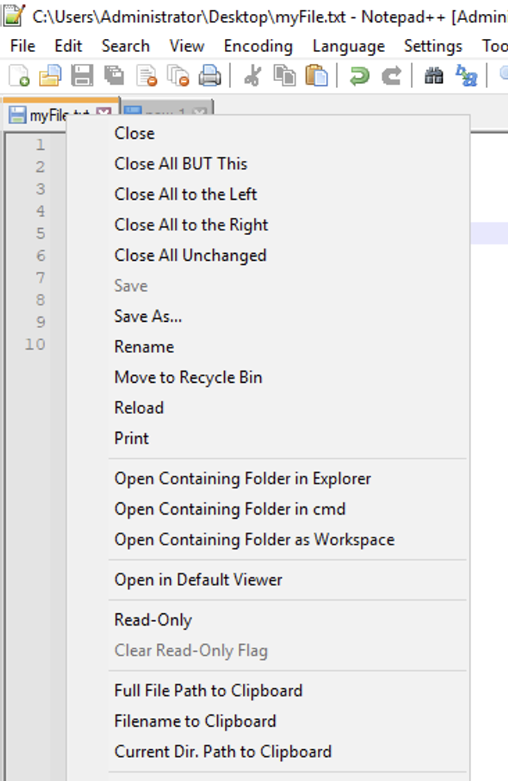 Copy File name and path in Notepad++