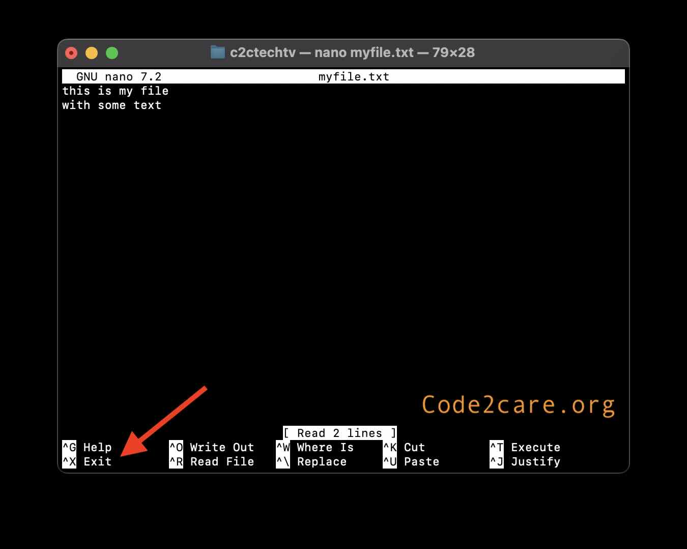 Press Control + X to Exit File in Nano Editor
