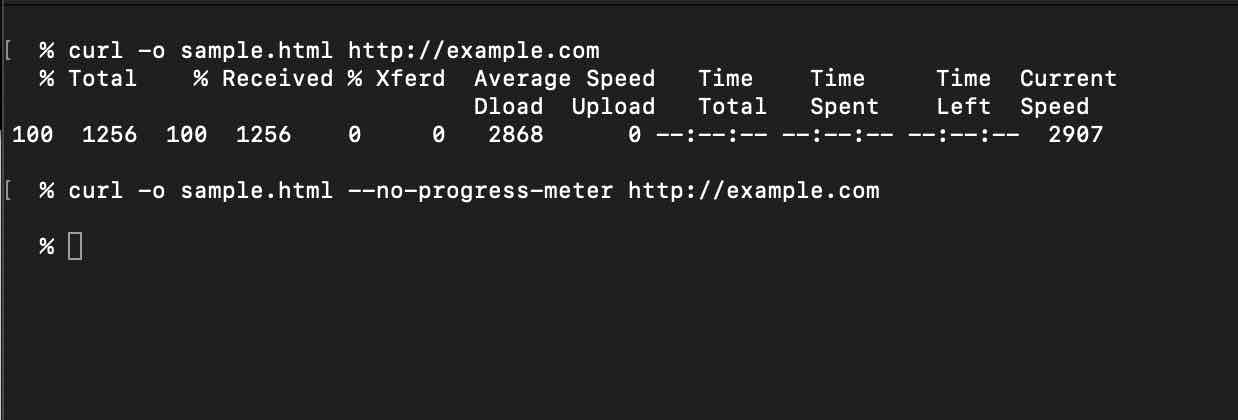 cURL with option to hide progress meter