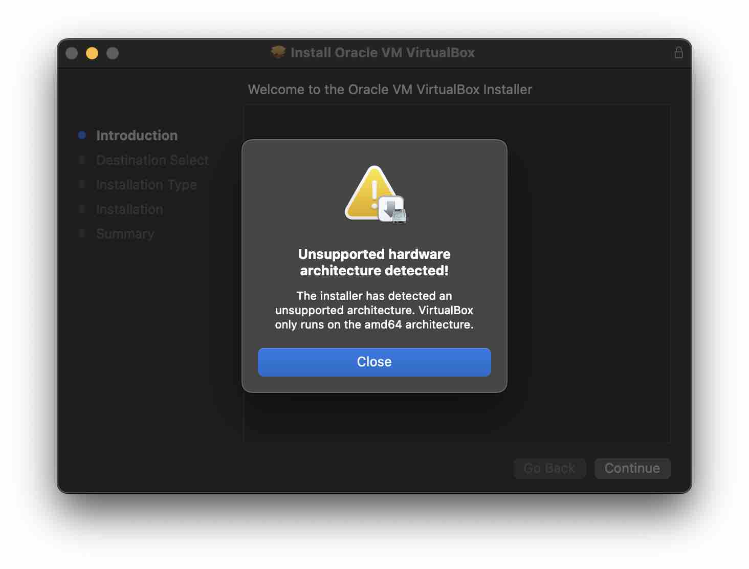 Mac - Unsupported hardware architecture detected!