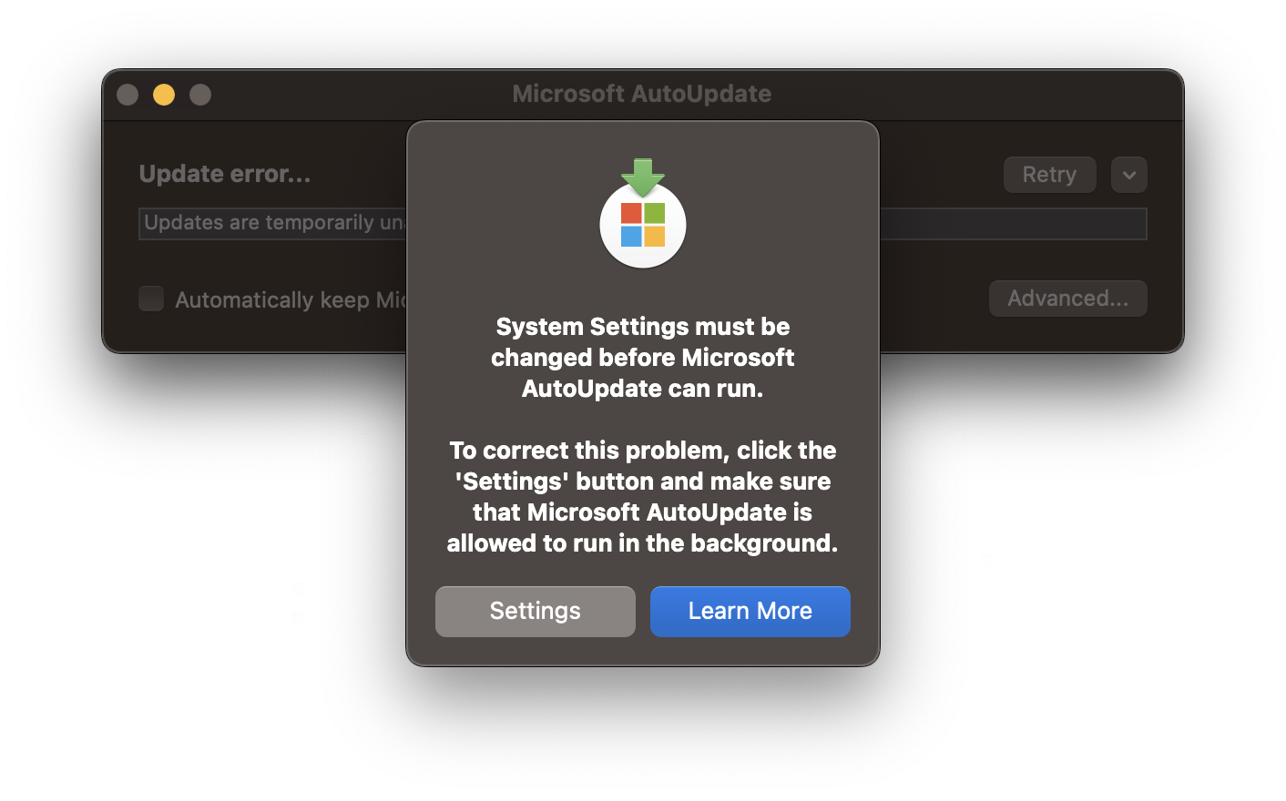 Microsoft Office Mac Ventura: System Settings must be changed before  Microsoft AutoUpdate can run - Code2care