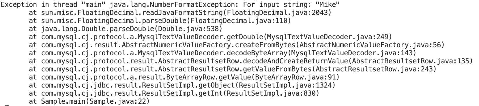 Java JDBC NumberFormatException: For input string | Code2care