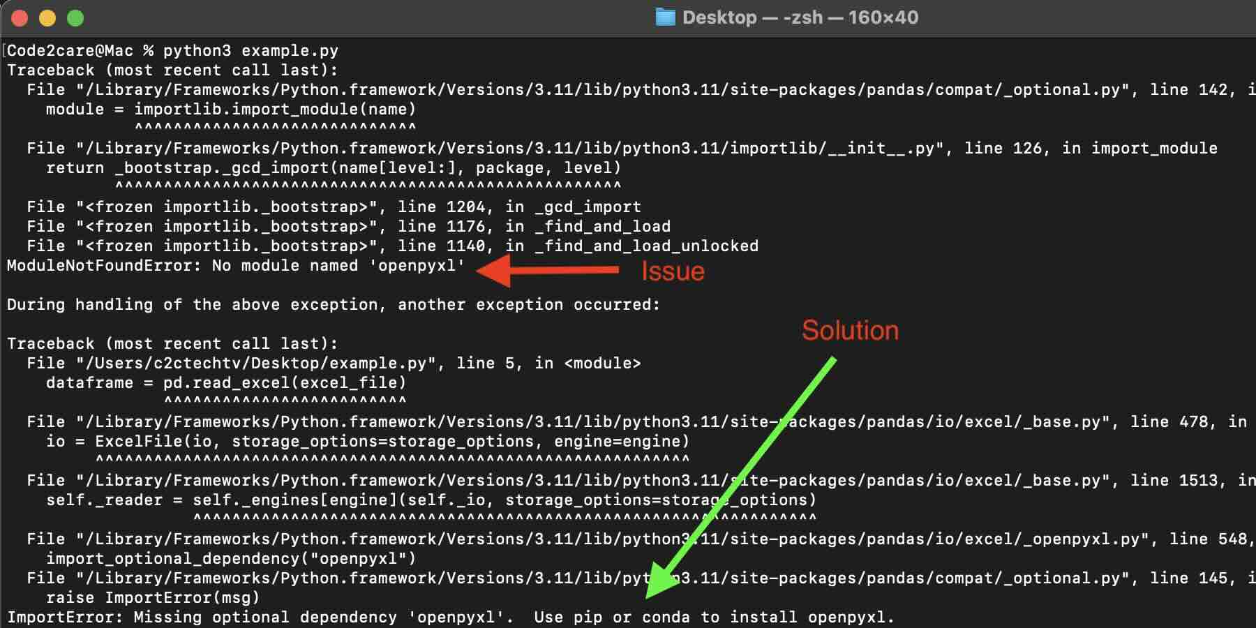 Fix: ModuleNotFoundError No module named openpyxl | Code2care