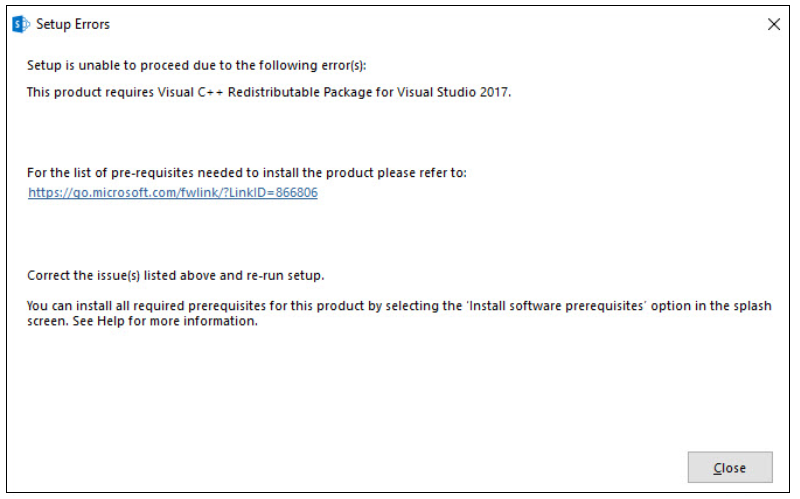Fix Sharepoint 19 Installation Error This Product Requires Visual C Redistributable Package For Visual Studio 17