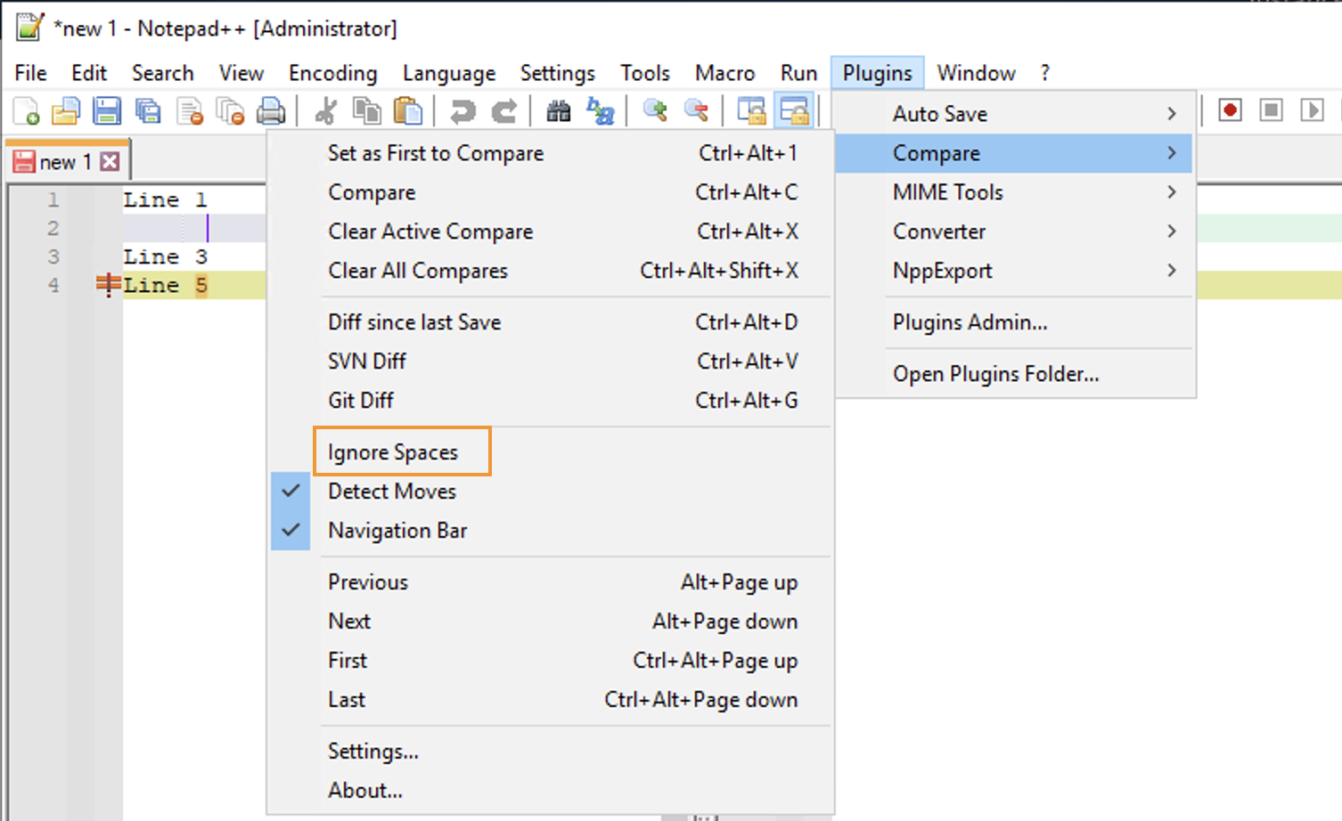 Notepad++ Compare Ignore Spaces